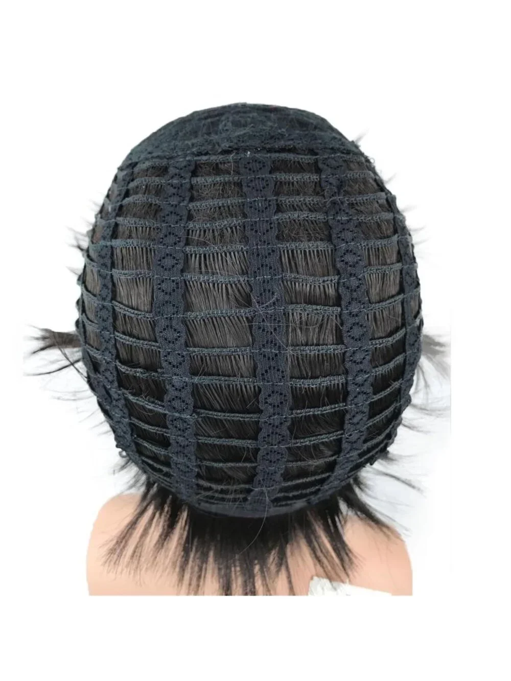 Men's Black Short Straight Layered Pixie Cut with Shaggy Long Bangs Anime Wig